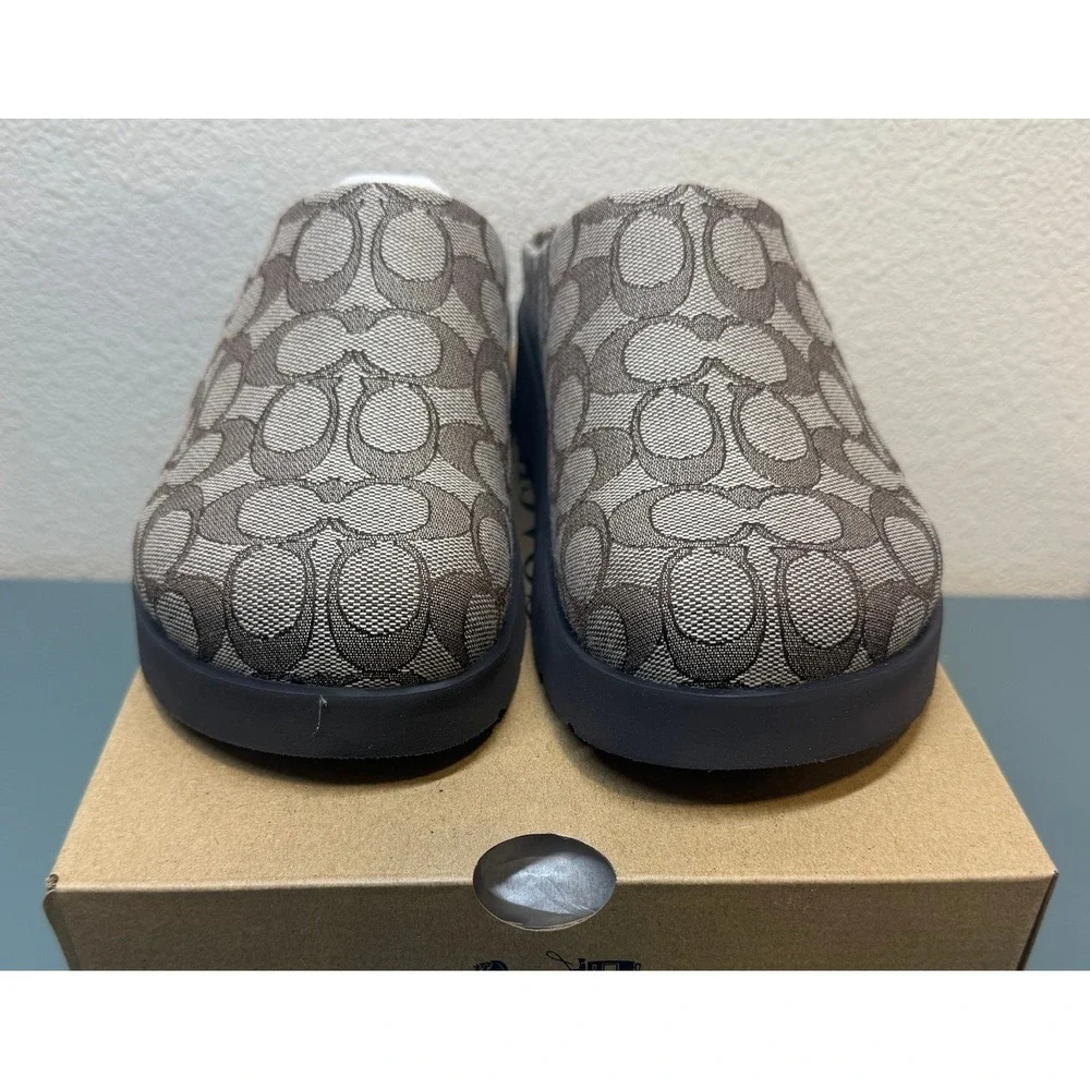 Coach Link Signature Mule Oak Maple Monogram Platform Clog‎ CBN24 Womens 7B New
